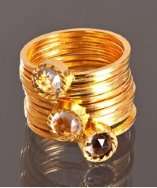 style #309698401 set of 11   gold small stone rings