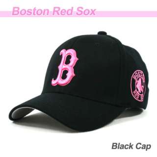   Red Sox Baseball Team Cap Black Cap with Pink Logo Hat BR05 Brand New