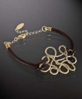 Marcia Moran brown leather infinity knot bracelet   