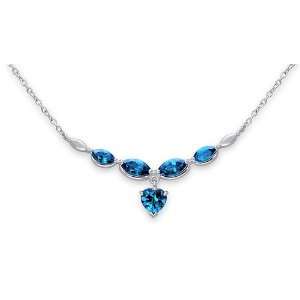   London Blue Topaz Multi Gemstone Necklace in Sterling Silver Rhodium