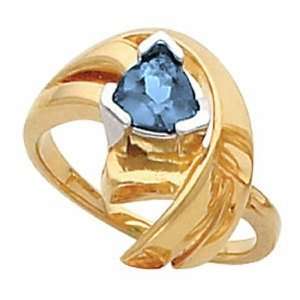  14K Two Tone Gold London Blue Topaz Ring Jewelry