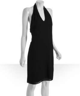 Shoshanna black silk chiffon halter dress  BLUEFLY up to 70% off 