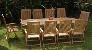 11 pc new teak patio furniture set w reclining chairs  