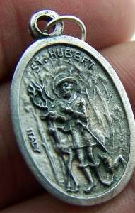 Silver Gilded Saint St.Hubert Medal Patron Hunters Pray For Us 