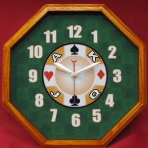  13x13 Octagon Casino Wall Clock Mahogany