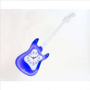  Guitar Wall Clock with Blue Neon: Home & Kitchen