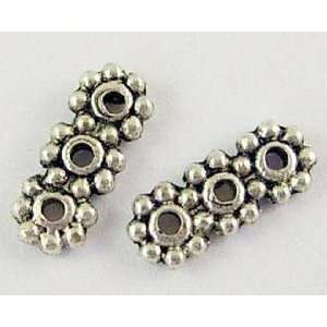 com #99932 Bead, 10mm 3 Hole Spacer Antique Silver Pewter   10 Beads 