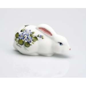  Sitting Milk Glass Bunny Hand Painted Violets