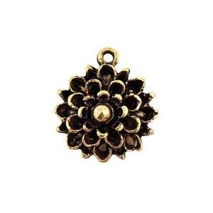   Antiqued 22K Gold Plated Mum Flower Charm 19mm Arts, Crafts & Sewing