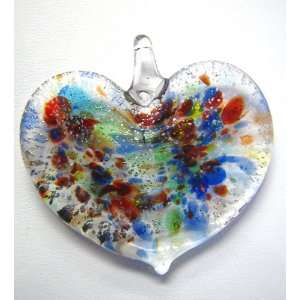 Murano Glass Heart Pendant SIlver Embedded 925 Authentic Italy