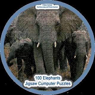 100 Elephants Computer Printable JigSaw Puzzles CD NEW  