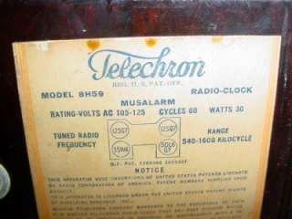 Vintage TELECHRON Musalarm Clock Tube Radio~Brown Bakelite Case~Model 