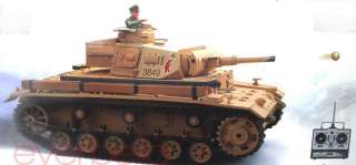 16 Tauch Panzer III RC Battle Tank w Airsoft gun Smoking & Sound 