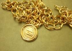 CHANEL Classic Gold Chain Belt 94A Medal MIB 2 strands 33 84cm 
