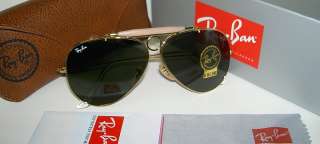 New RAY BAN Sunglasses AVIATOR SHOOTER Gold RB 3138 001 Glass G 15 