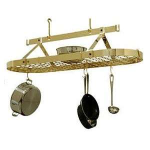   Enclume 48 in. Premier Oval Pot Rack with Grid, Brass