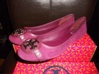   Burch AADEN Logo Leather Trim Suede Ballet Flats Shoes Red Wine 9.5 US
