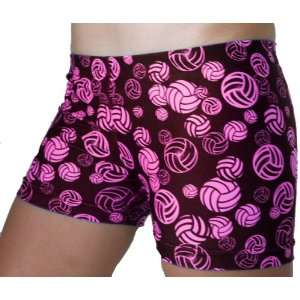 Gem Gear Volleyball Print Pink Compression Shorts PINK VOLLEYBALLS (B2 