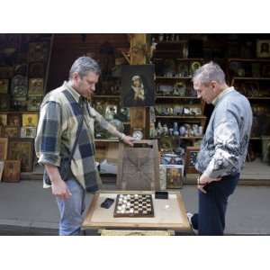 Men Play Checkers in Izmailovsky Market, Moscow, Russia Photographic 