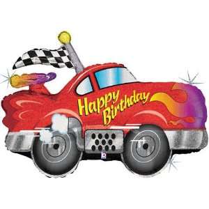    Red Race Car Happy Birthday 34 Mylar Balloon: Toys & Games