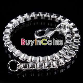   Classic Style Men Women 925 Silver 19cm Charm Box Bracelet Chain