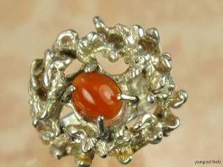 VINTAGE STERLING SILVER & MEXICAN FIRE JELLY OPAL RING  