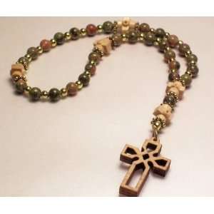   Olive Wood Collection Unakite Rosary / Prayer Beads 