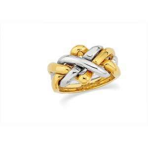  14K Yellow/White Gold LADIES Two Tone Puzzle Ring Jewelry