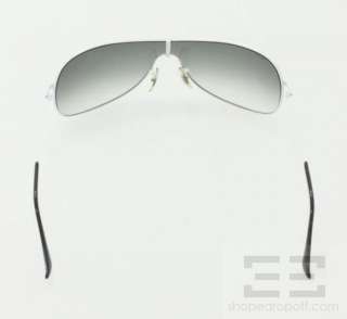   Ban White Frame Gradient Lens Shield Sunglasses RB3211, Small  