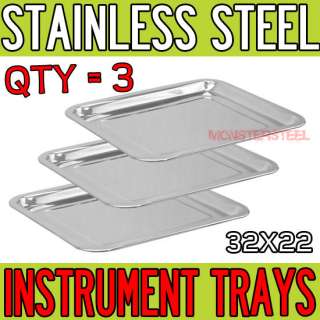 LOT Stainless Steel Tray 12.5 x 8.5 Medical Tattoo Dental Piercing 