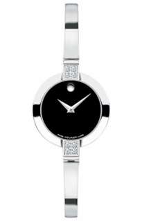 Movado Ladies 0605855 Bela Diamond Black Dial Watch  