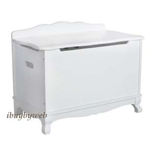 This Classic White Toy Chest features a spacious interior, two safety 