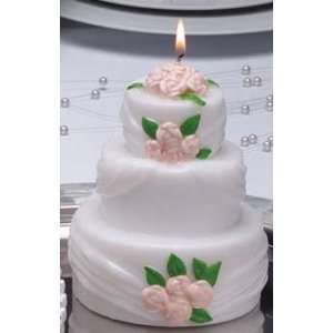   Vanilla Scented Pink Rose Wedding Cake Shaped Candles