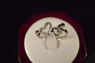 Womens White Gold Finish Sterling Silver 4 Heart Ring  
