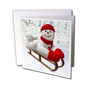  BK Vintage Snowmen   Sledding Snowman   Greeting Cards 12 