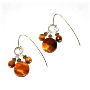  Faceted Tiger Eye and Smokey Topaz Swarovski Earrings with 