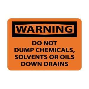 W416AB   Warning, Do Not Dump Chemicals Solvents or Oils Down Drains 