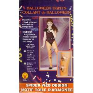  Rubies Child Large Halloween Tights Orange Spider Web 
