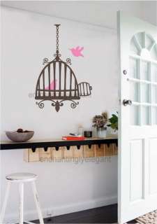 Birds and Cage Vinyl Decal Wall Stickers Living Room Kitchen Kids Room 