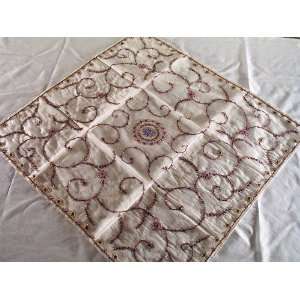   White Organza Sheer Square Embroidered Tablecloth: Kitchen & Dining