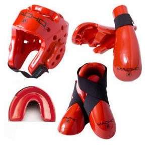  Macho Martial Arts   Dyna 6 Pc. Sparring Gear Set   Red 