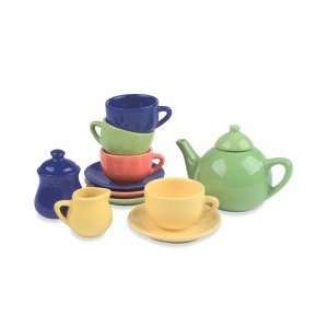   Ware Tea Set Child size ceramic teapot, teacups, saucers: Toys & Games
