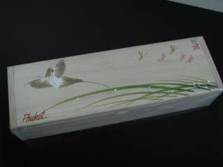   Hand Painted Thai Art Flying Bird Wooden Trinket Box From Thailand