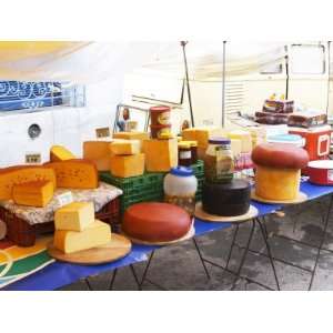  Street Market Stall Selling Cheese, Montevideo, Uruguay 