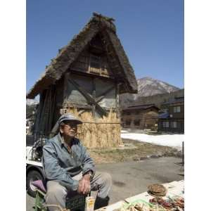  Man Selling Vegetables, Gasshou Zukuri Thatched Roof 