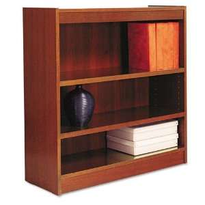    Alera   Square Corner Bookcase, Wood Veneer, 3 Shelf, 36w x 12d x 