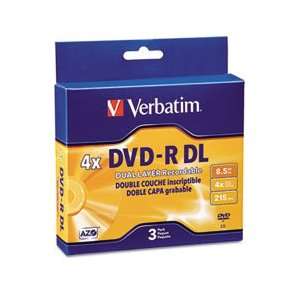  New Verbatim 95165   Dual Layer DVD R Discs, 8.5GB, 4x, w 