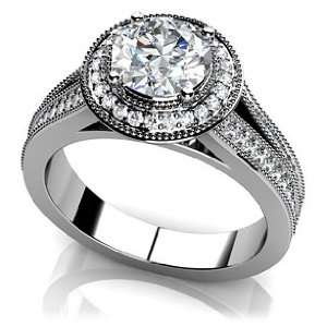 14k White Gold, Vintage Beauty Diamond Engagement Ring, 1.6 ct. (Color 